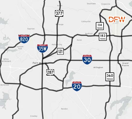 4301 Mansfield Highway — regional highway map, DFW area