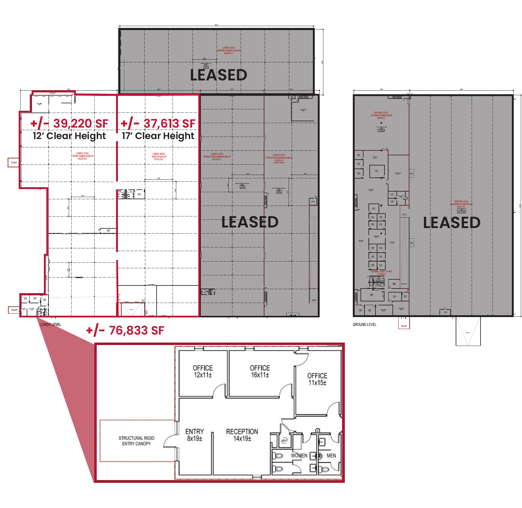 4301 Mansfield Highway floor plan showing divisible suites